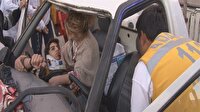 Film gibi kaza: Aracın içindeki kadının kucağına düştü!