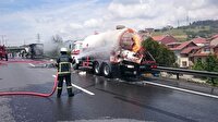 TEM’de LPG yüklü tanker alev aldı