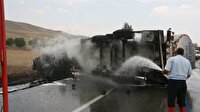 Yağ yüklü tanker alev alev yandı