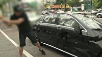 Golf sopasıyla Mercedes'ini parçaladı!