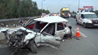 Bariyerlere çarpan otomobildekiler yola savruldu: 7 yaralı