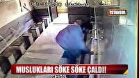Cami şadırvanından muslukları böyle çaldı