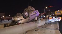 Hurdaya dönen otomobilden sağ çıktı