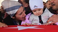Şehidi, eşi ve 9 aylık bebeği böyle uğurladı