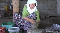 Çömlek yaparak ailesini geçindiriyor