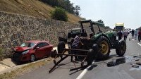 Sakarya Haber - Otomobil traktöre çarptı: 3 yaralı