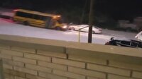 Kayan okul otobüsü araçlara çarptı