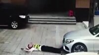 Çevirmeye takılan sürücüden polise akılalmaz davranış