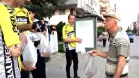 Bisikletçilerin 'tulumbalı' sürprizi şaşırttı