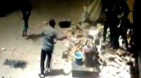 Suriyeli ailenin yaşadığı binanın yıkılma anı kamerada