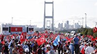 İstanbul'daki "Milli Birlik Yürüyüşü" başladı-Köprüden görüntüler
