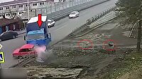 Aynı kavşaktaki 7 kaza sonrasında yaşanan ilginç görüntü