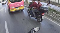 Dolmabahçe’de ilginç motosiklet kazası kamerada