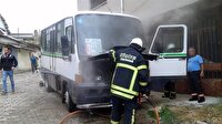 Tekirdağ'da yolcu minibüsünde yangın çıktı
