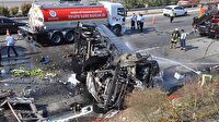 Akaryakıt yüklü tanker kamyona çarptı