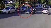 Karşıya geçmek isteyen yayaya otomobil böyle çarptı