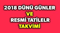 2018 Dini günler - Dini günler takvimi - Resmi tatiller 2018