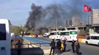 İstanbul'da otogar girişinde otobüste yangın