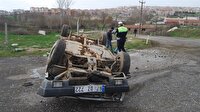 16 yaşındaki genç izinsiz aldığı otomobille takla attı