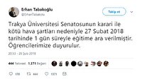 Trakya Üniversitesi tatil mi?