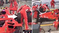 Kimi Raikkonen'in, mekanikerin bacağını ezdiği en net görüntüler