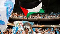 UEFA finalinden işgalci İsrail'e 'Filistin' bayraklı mesaj