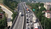 Bayram trafiği TEM Otoyolu'nda havadan görüntülendi