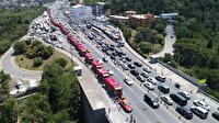 Kamyonlar 15 Temmuz Şehitler Köprüsü’nden geçiş yaptı