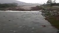Ünye’deki selin gelme anı kamerada