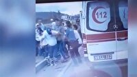 Ambulans şoförüne saldırı kamerada