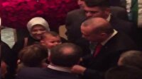 Erdoğan'ı kaldığı otelde karşılayan minik misafiri