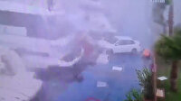 Çıkan hortumda lüks tekneler dalgalar arasında savruldu