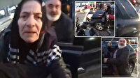 Copla sürücüye saldırırken karısı da motosikleti tekmeledi!