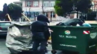 Kağıt toplayan genç İstiklal Marşı'nı duyunca saygı duruşuna geçti