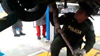 Aracın ses gelen motorundan dev boa yılanı çıktı