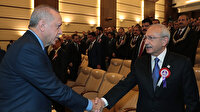 Cumhurbaşkanı Erdoğan Kılıçdaroğlu ile tokalaştı
