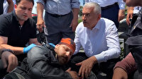 Kaza geçiren motosikletlinin yardımına Binali Yıldırım koştu