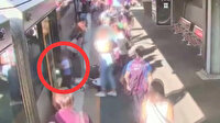 Küçük çocuğun tren raylarına düştüğü anlar güvenlik kamerasında