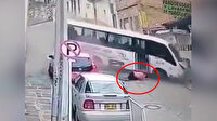 Yokuşta freni patlayan minibüsten mucize kurtuluş
