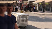 Traktörle husumetli olduğu kişinin iş yerine daldı