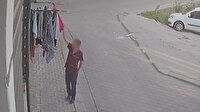 Telde asılı okul üniformasını böyle çaldı