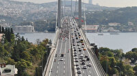 Motosikletlilerin 15 Temmuz Köprüsü'ndeki Cumhuriyet kutlaması havadan görüntülendi