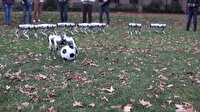 Robotların futbol oyunu eğlenceli anlara sahne oldu