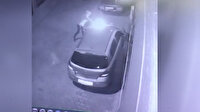Otomobilin kundaklama anı güvenlik kamerasında
