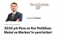 2020 yılı Para ve Kur Politikası Metni ve Merkez’in yeni kriteri