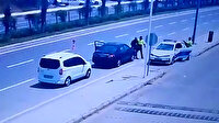 Kalp krizi geçiren sürücüyü polisin kurtardığı anlar kamerada