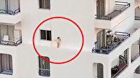 Pencere kenarında yürüyen küçük kız korkuttu
