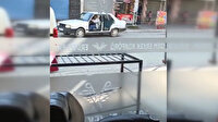 Kapısız arabayla trafiğe çıktı
