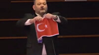 Hadsiz Yunan vekili Avrupa Parlamentosu'nda Türk bayrağı yırttı