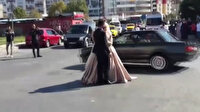 Düğün konvoylarında hayrete düşüren görüntüler: Gelin ve damadın etrafında drift!